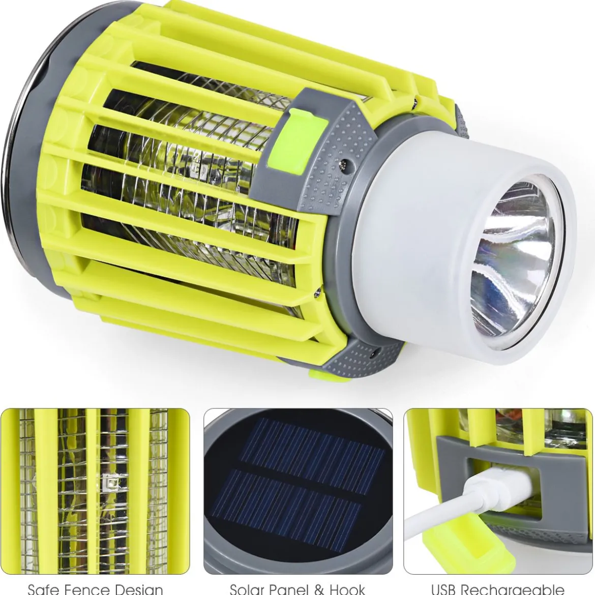 3-in-1 Insektenvernichter Solar-Campingleuchte Mückenkiller Taschelampe Mückenlampe Notlicht