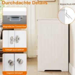 3 in 1 Katzenhaus Katzentoilette Beistelltisch mit Streumatte & 2 Abschließbaren Türen & Eingang & Fach