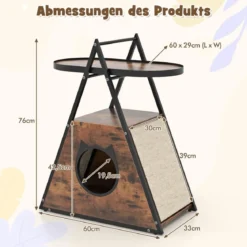 3 in 1 Katzenschrank Katzenhaus & Beistelltisch & Nachttisch mit Katzenhöhle & Kratzmatten