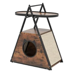 3 in 1 Katzenschrank Katzenhaus & Beistelltisch & Nachttisch mit Katzenhöhle & Kratzmatten