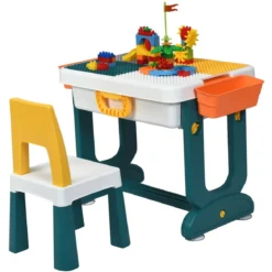 5 in 1 Kinder Aktivitätstisch Spieltisch Kinderschreibtisch mit Stauraum Sandtisch Aktivitäts-Spieltisch