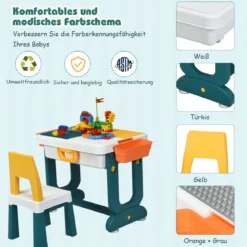 5 in 1 Kinder Aktivitätstisch Spieltisch Kinderschreibtisch mit Stauraum Sandtisch Aktivitäts-Spieltisch