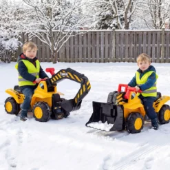 3 in 1 Kinder Bagger & Planierraupe Kinder Aufsitzauto Rutschauto mit Abnehmbarer Schaufel