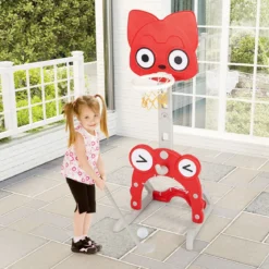 4 in 1 Kinder Basketballkorb Set Höhenverstellbarer Basketballständer mit Fußballtor