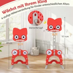 4 in 1 Kinder Basketballkorb Set Höhenverstellbarer Basketballständer mit Fußballtor