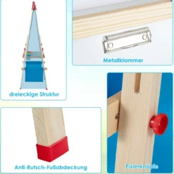 3 in 1 Kinder Doppelseitige Staffelei mit Magnetischer Tafel & Whiteboard Höhenverstellbar