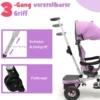 7 in 1 Kinder Dreirad mit Umkehrbarem Sitz & Verstellbarem Verdeck & Schiebegriff Laufrad Rosa