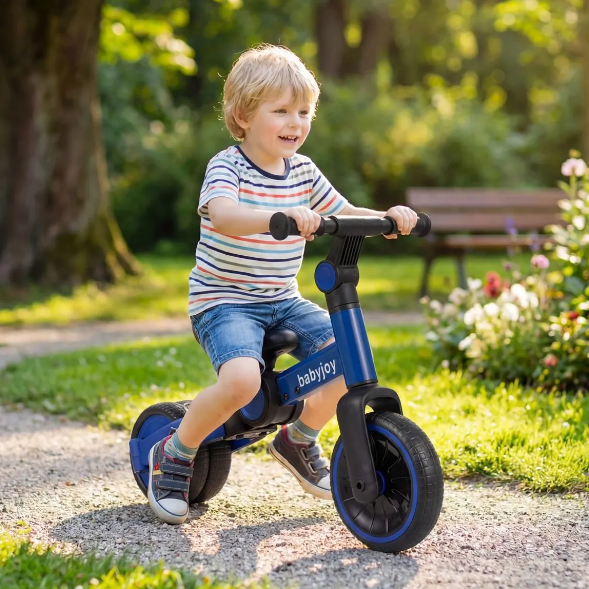 5-in-1 Kinderfahrrad Kinder Balancebike mit abnehmbaren Pedalen verstellbarem Lenker Blau