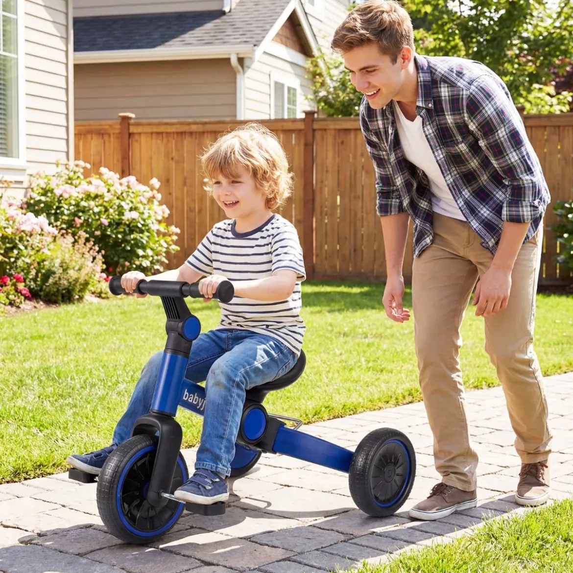 5-in-1 Kinderfahrrad Kinder Balancebike mit abnehmbaren Pedalen verstellbarem Lenker Blau