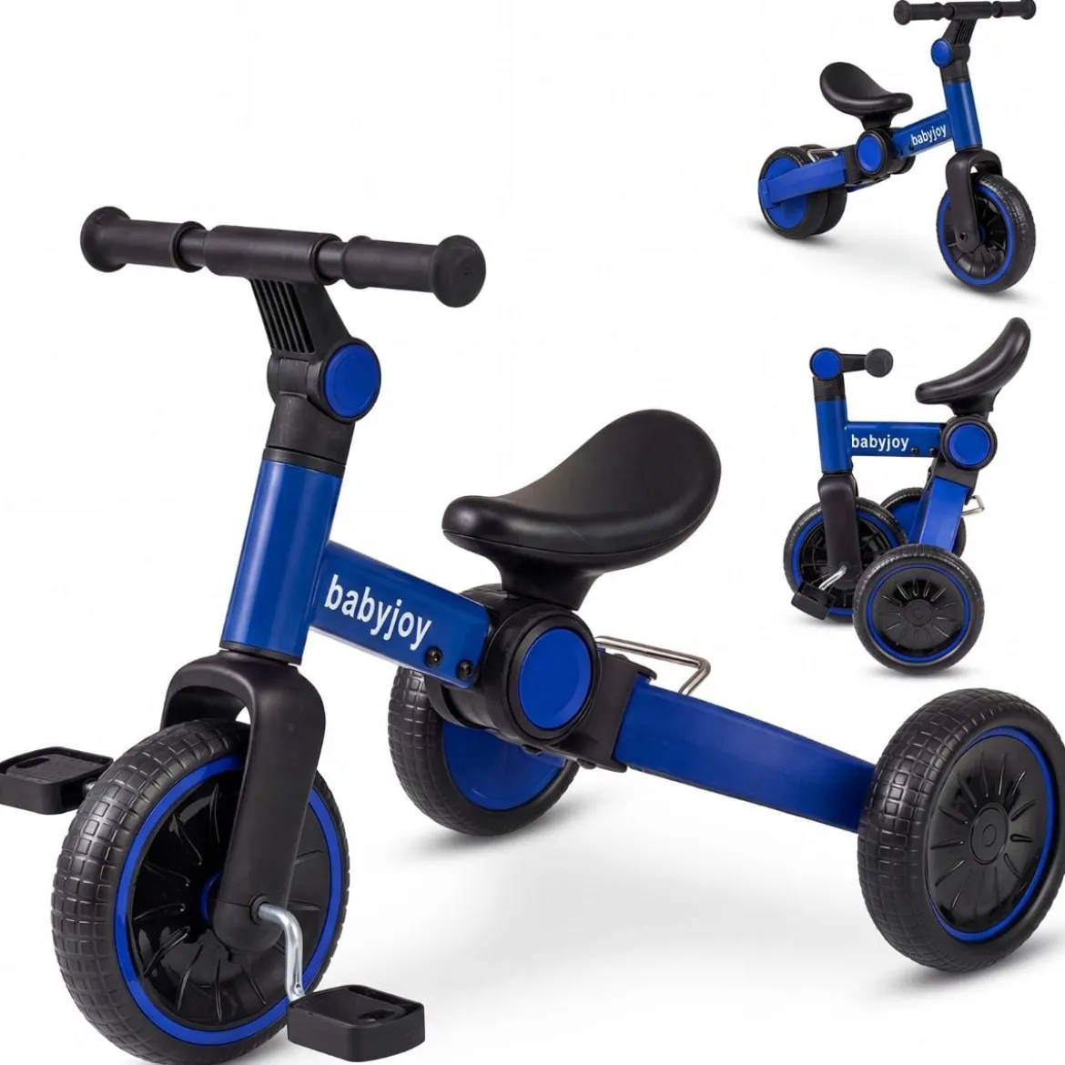 5-in-1 Kinderfahrrad Kinder Balancebike mit abnehmbaren Pedalen verstellbarem Lenker Blau