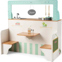 2 in 1 Kinderküche doppelseitiges Rollenspiel Set Spielküche Kinderspielküche Grün