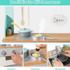 2 in 1 Kinderküche doppelseitiges Rollenspiel Set Spielküche Kinderspielküche Grün