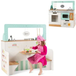 2 in 1 Kinderküche doppelseitiges Rollenspiel Set Spielküche Kinderspielküche Grün