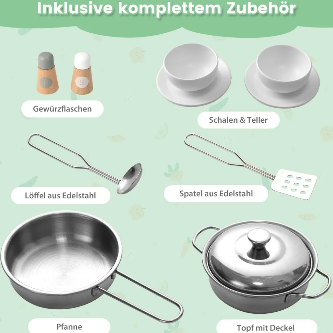 2 in 1 Kinderküche mit Restaurant zum Kochen & Servieren Spielküche mit Zubehör Grau