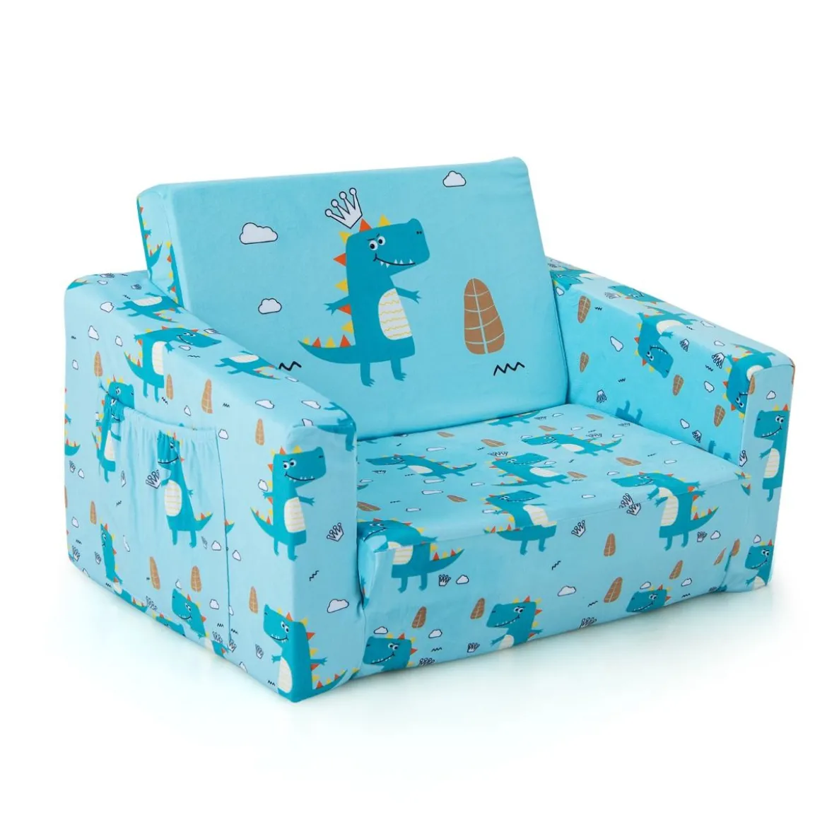 2-in-1 Kinder Klappsofa Kindersessel zum Ausklappen 57 x 42 x 40 cm Blau