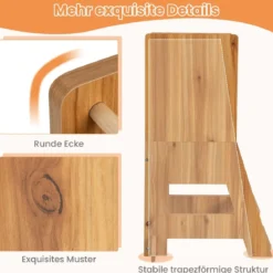 2 in 1 Kinder Lernturm mit Doppelseitiger Tafel & 3 Verstellbare Höhen Küchenhocker Trittschemel