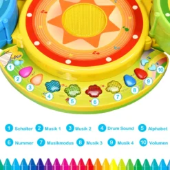 2-in-1 Kinder Musikinstrument Elektronisches Rock und Musical Schlagzeug 50 x 38 x 52 cm Bunt