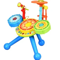 2-in-1 Kinder Musikinstrument Elektronisches Rock und Musical Schlagzeug 50 x 38 x 52 cm Bunt