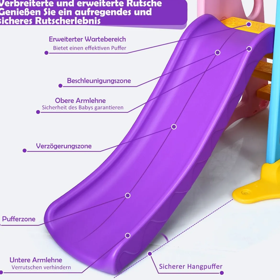 6 IN 1 Kinderrutsche Spielplatz Kletterturm Basketballkorb Kinderspielzeug