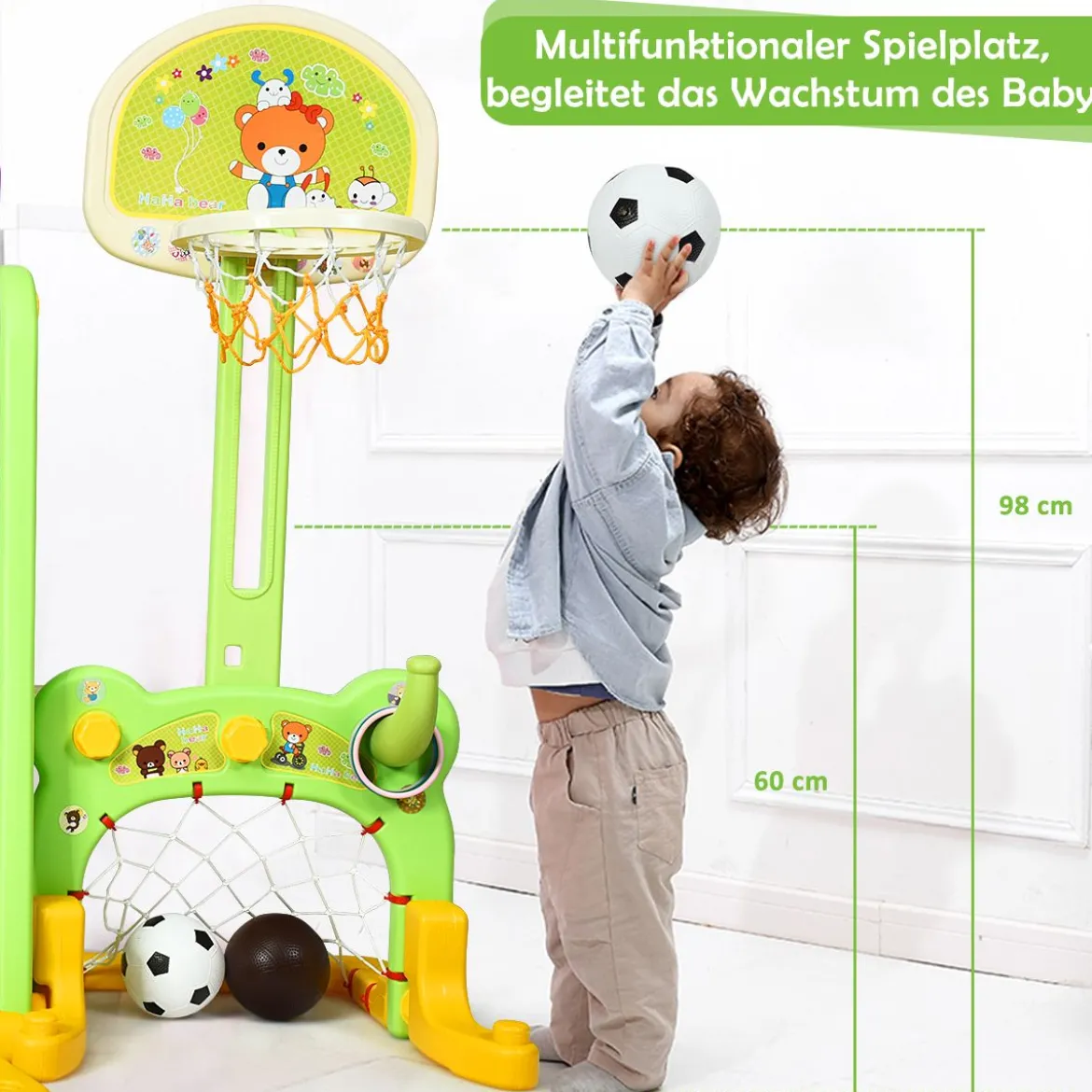 6 IN 1 Kinderrutsche Spielplatz Kletterturm Basketballkorb Kinderspielzeug