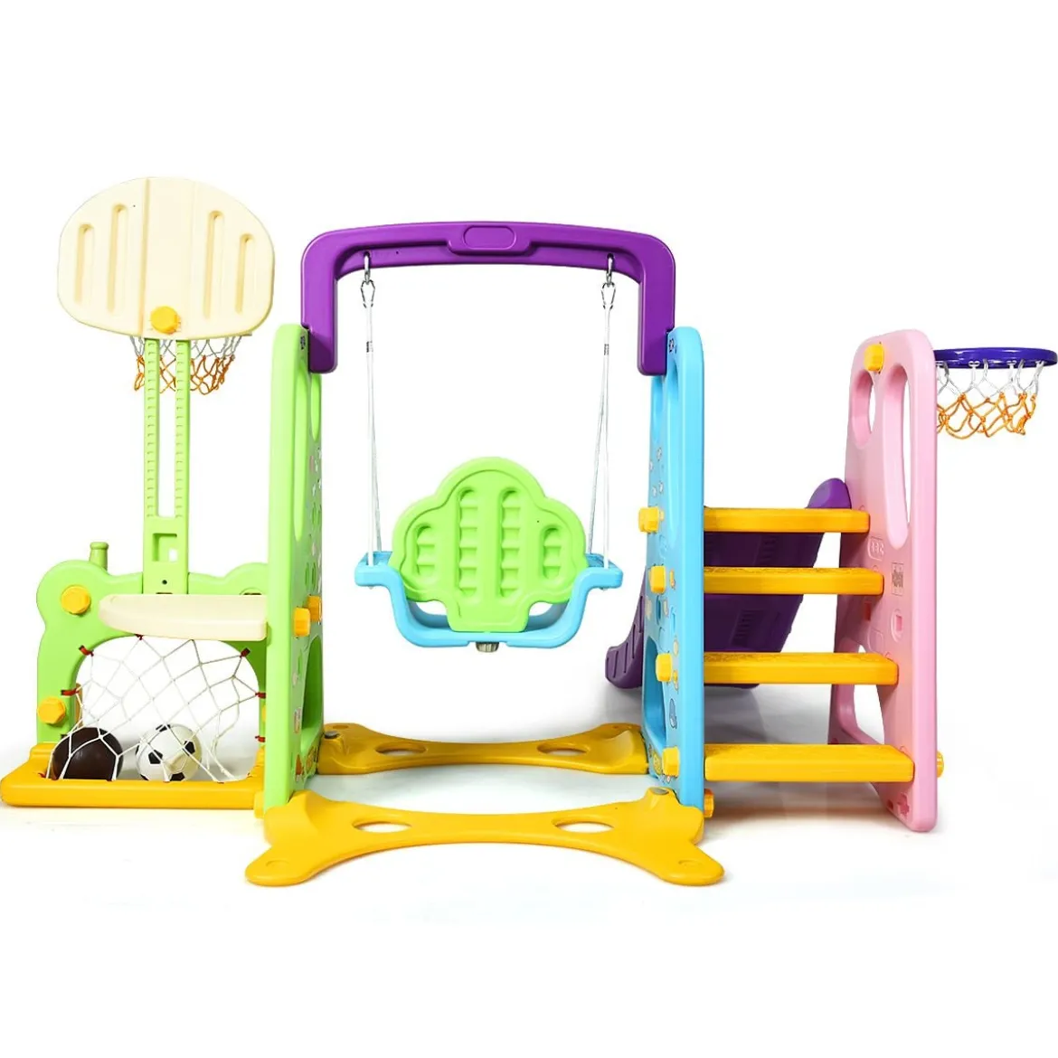 6 IN 1 Kinderrutsche Spielplatz Kletterturm Basketballkorb Kinderspielzeug