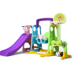 6 IN 1 Kinderrutsche Spielplatz Kletterturm Basketballkorb Kinderspielzeug
