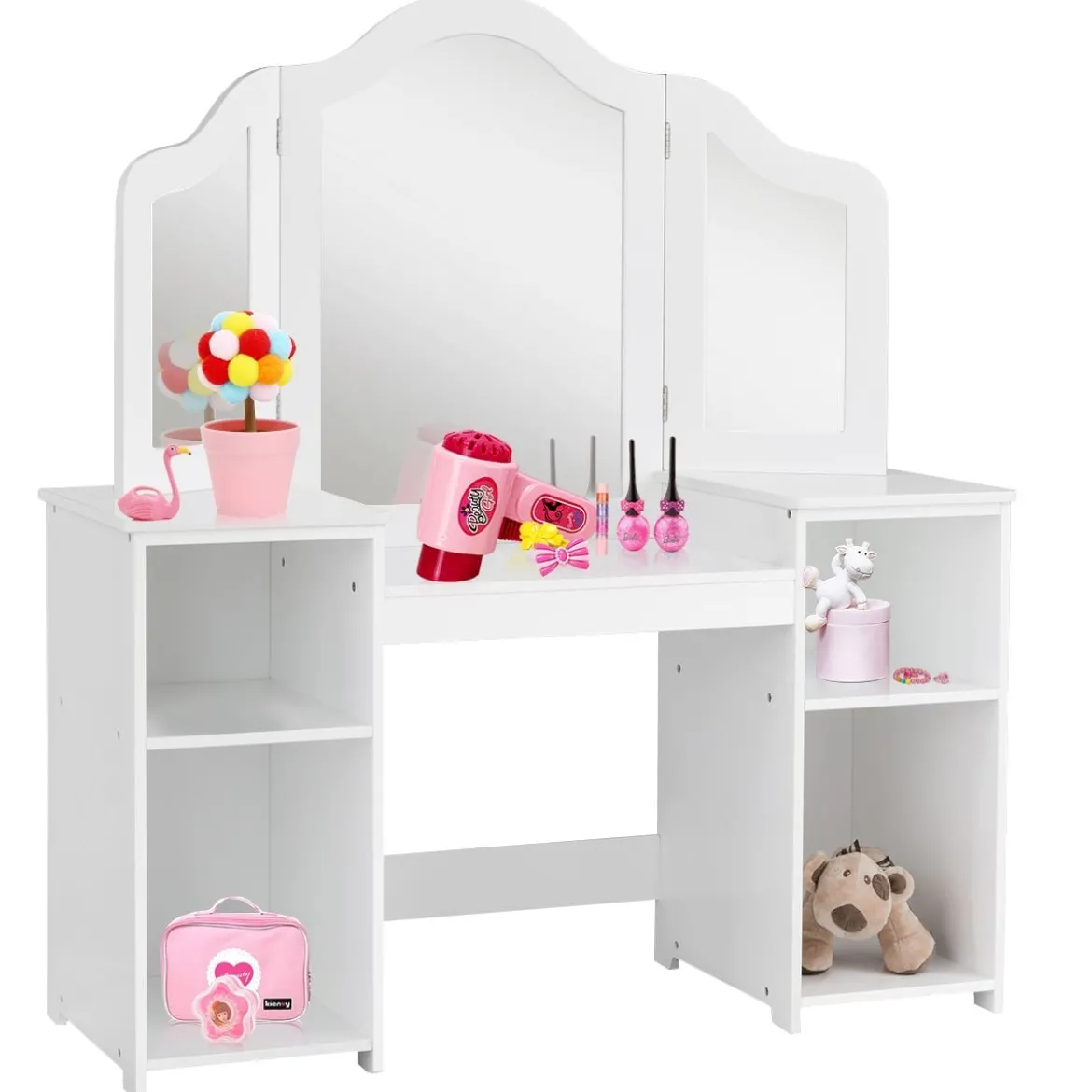 2 in 1 Kinder Schminktisch Schreibtisch mit spiegel 107 × 40 × 117 cm