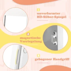 3 in 1 Kinder Schmuckschrank mit Ganzkörperspiegel & Aufbewahrungskorb Schmuckregal