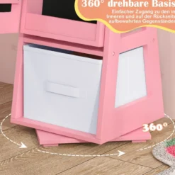 3 in 1 Kinder Schmuckschrank mit Ganzkörperspiegel & Aufbewahrungskorb Schmuckregal