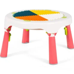 5 in 1 Kindersitzgruppe Kinder Spieltisch klappbar Spieltischset höhenverstellbar Sitzgruppe für Kinder mit Staufach Tisch & 2 Stühle Rosa