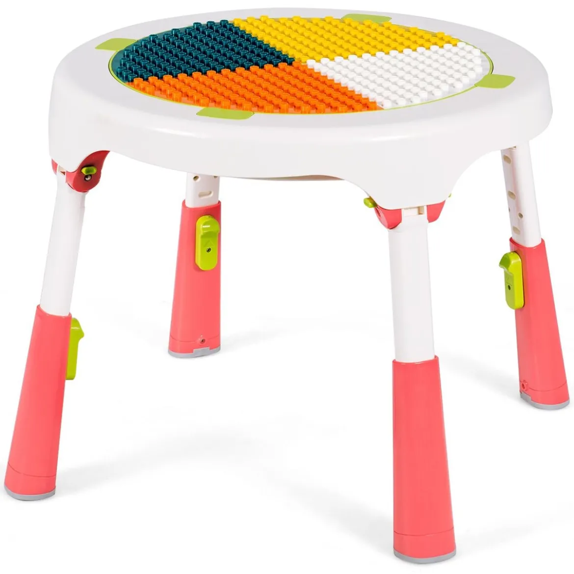 5 in 1 Kindersitzgruppe Kinder Spieltisch klappbar Spieltischset höhenverstellbar Sitzgruppe für Kinder mit Staufach Tisch & 2 Stühle Rosa