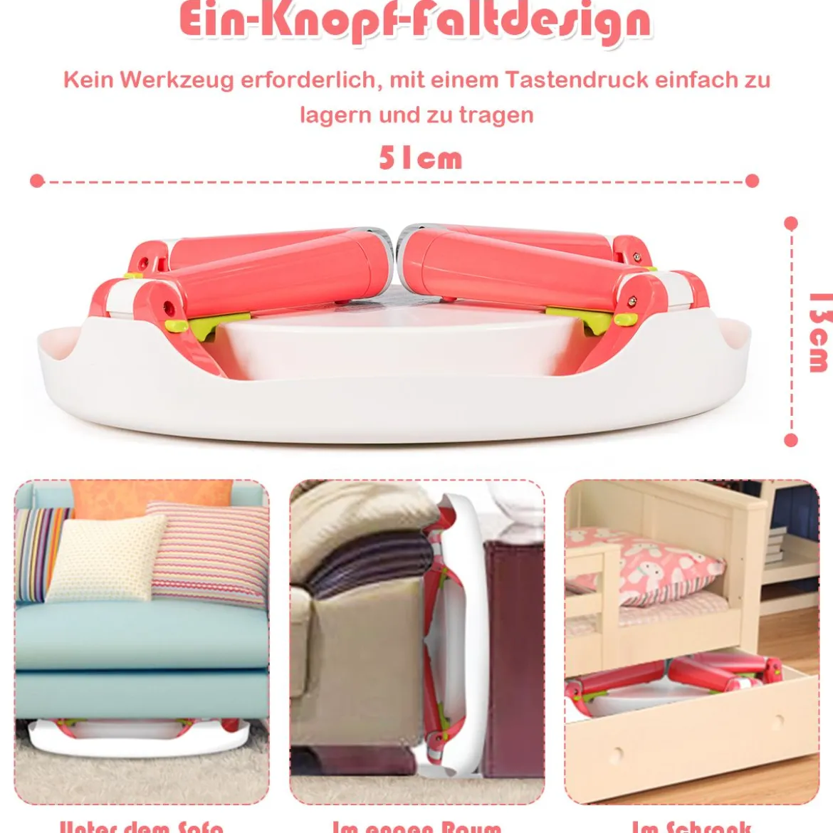 5 in 1 Kindersitzgruppe Kinder Spieltisch klappbar Spieltischset höhenverstellbar Sitzgruppe für Kinder mit Staufach Tisch & 2 Stühle Rosa