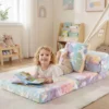 3 in 1 Kindersofa im Dunkeln Leuchtend mit Kissen & Abnehmbarem Bezug Gepolsterter Kindersessel Bunt