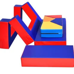 4 in 1 Kinder Sofa & Sitzgruppe & Bett & Puzzle Matraze 6 tlg. Schaumstoffbausteine Soft Foam Bunt
