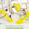 6-in-1 Kinderspielplatz für drinnen Holz Klettergerüst mit Rutsche Affenstangen Natur