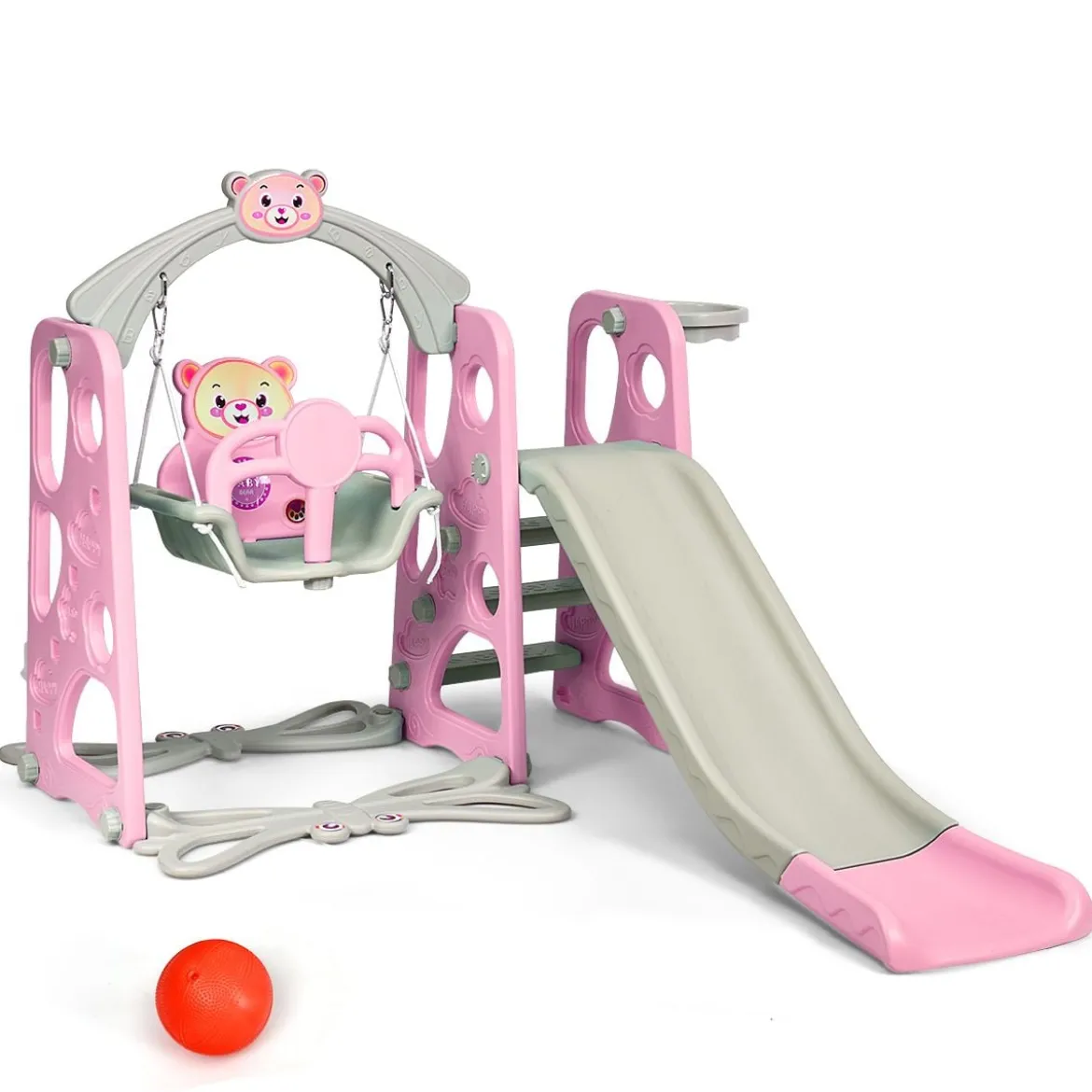 4 in 1 Kinder Spielplatz Kinder Rutsche & Schaukel Gartenschaukel Rosa
