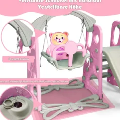 4 in 1 Kinder Spielplatz Kinder Rutsche & Schaukel Gartenschaukel Rosa