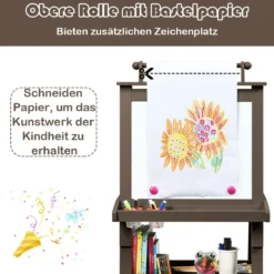 3 in 1 Kinder Staffelei Kindertafel doppelseitig Whiteboard Standtafel inkl. Magneten für Kleinkinder Kaffee
