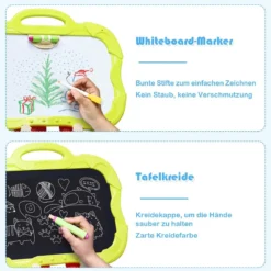 3 in 1 Kinder Staffelei Kindertafel doppelseitig Standtafel magnetisch Zeichentafel Whiteboard & Tafel mit Malzubehör und Ablagefach