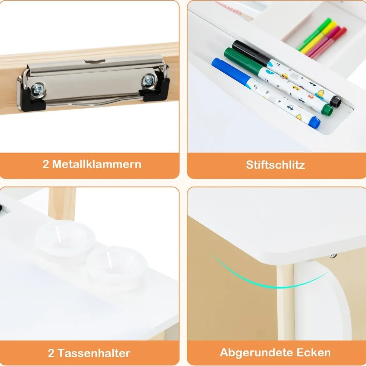 6 in 1 Kinder Staffelei Set Standtafel aus Holz mit doppelseitiger Kreidetafel