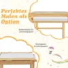 2 in 1 Kindertisch aus Kiefernholz mit Umkehrbarer Tischplatte & Stauraum & Papierrolle Natur