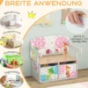3 in 1 Kinder Tisch & Stuhl-Set mit 2 Abnehmbaren Stoffkörben zum Malen & Spielen & Lernen Weiß