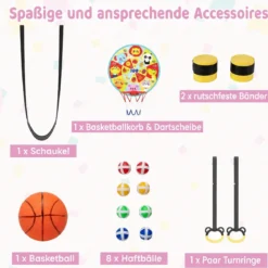 6 in 1 Kindertrampolin mit Sicherheitsnetz & Hitzeverzinkte Metallrahmen 140 x 140 x 214 cm