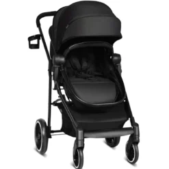 2 in 1 Kinderwagen faltbar Kombikinderwagen mit umkehrbarem Sitz Schwarz/Grau