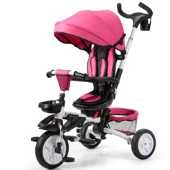6-in-1 Kinderwagen mit Dach & Sicherheitsgurt für Kinder im Alter von 12 - 50 Monaten Rosa