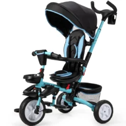 6-in-1 Kinderwagen mit Dach & Sicherheitsgurt für Kinder im Alter von 12 - 50 Monaten Blau