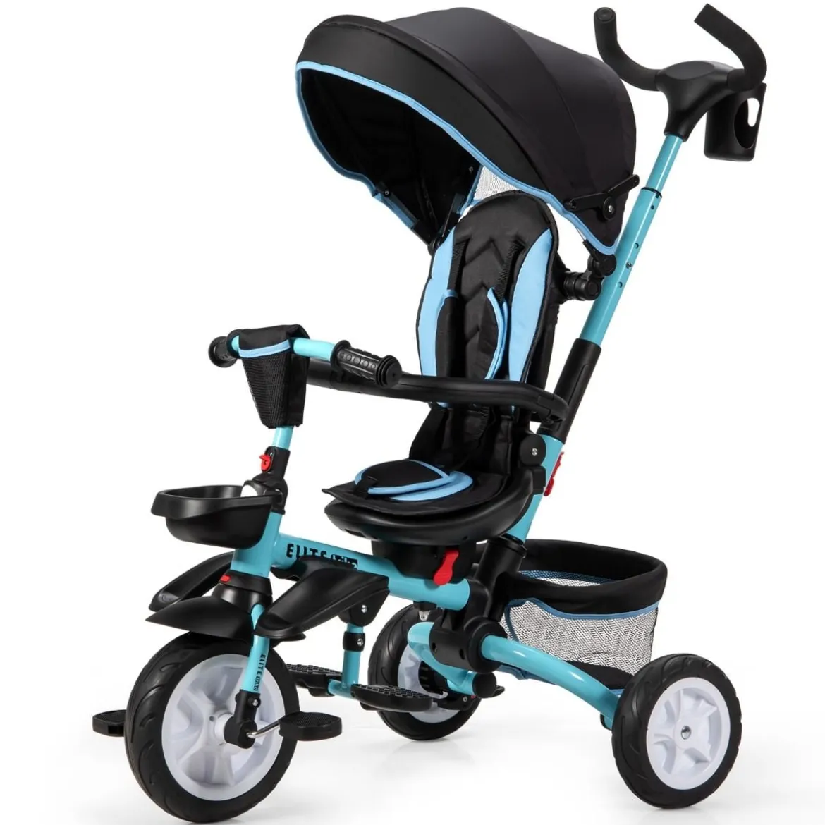 6-in-1 Kinderwagen mit Dach & Sicherheitsgurt für Kinder im Alter von 12 - 50 Monaten Blau