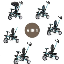 6-in-1 Kinderwagen mit Dach & Sicherheitsgurt für Kinder im Alter von 12 - 50 Monaten Blau