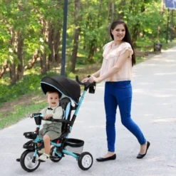 6-in-1 Kinderwagen mit Dach & Sicherheitsgurt für Kinder im Alter von 12 - 50 Monaten Blau