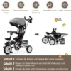 6-in-1 Kinderwagen mit Dach & Sicherheitsgurt für Kinder im Alter von 12 - 50 Monaten Grau